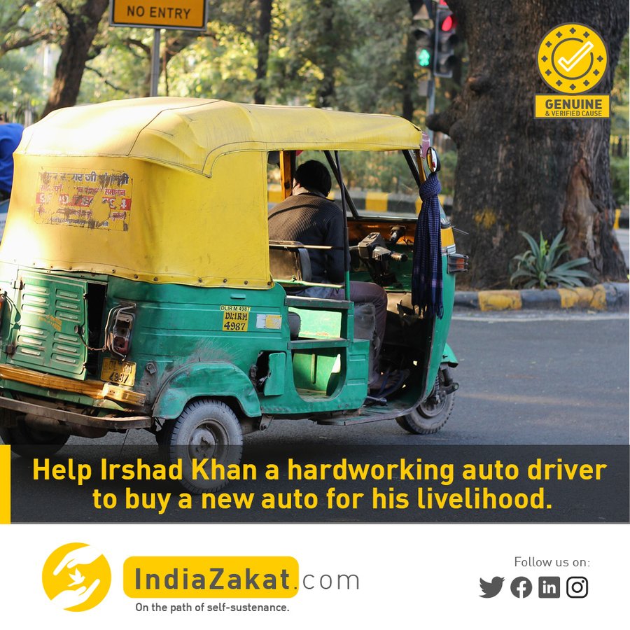 Brother Irshad is a hardworking auto driver who is struggling to make ends meet. He is currently renting an auto &amp; he is unable to pay his debts due to his low daily income. He needs to buy an auto so he can earn more &amp; support the family.

Donate today at indiazakat.com/Campaign/11958