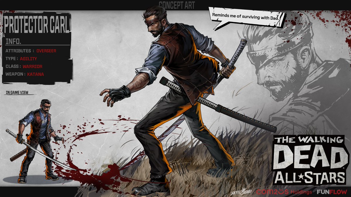 TWDAllStars's tweet photo. Survivors!
Protector Carl is on his way to Asyl!
Hit that 🔄 to welcome our grown-up Carl!
#TWD #TWDAS #Overseer #ProtectorCarl #ConceptArt #NewSurvivor #ComingSoon https://t.co/6dcrp3hnh5