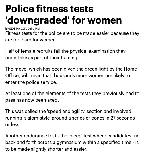 h_a_treesong's tweet image. If a man wearing women's clothing acting out a grotesque stereotype of a RomCom manic pixie dream girl is #WomanFace ... is pretending women are as physically capable as their male counterparts in firefighting, the marines, and the police, #ManFace?

If not, why not?