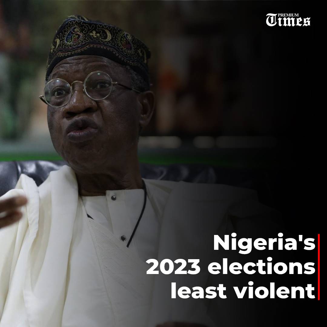 PremiumTimesng's tweet photo. Relying on the data released by a coalition of civil society groups in Nigeria, Mr Mohammed said the reported death of between 13 and 28 people during the just concluded elections was the lowest since the 1964/65 elections. https://t.co/rdIkj2GZV6 https://t.co/SdDRH2u69b