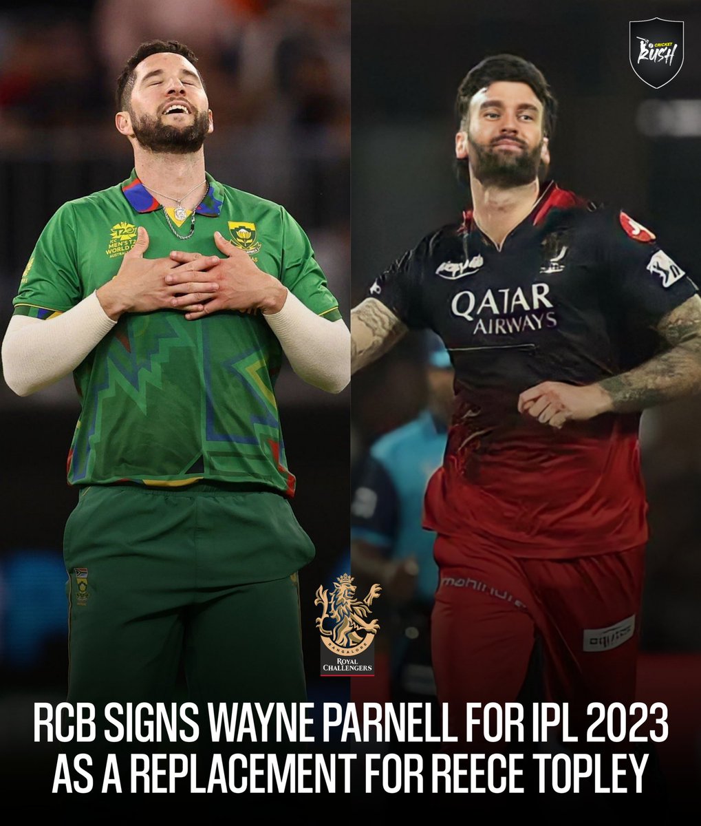 thecricketrush's tweet photo. RCB have signed Wayne Parnell as replacement of Reece Topley 🏏
#IPL2023 #RCB https://t.co/YYP6llMeK6