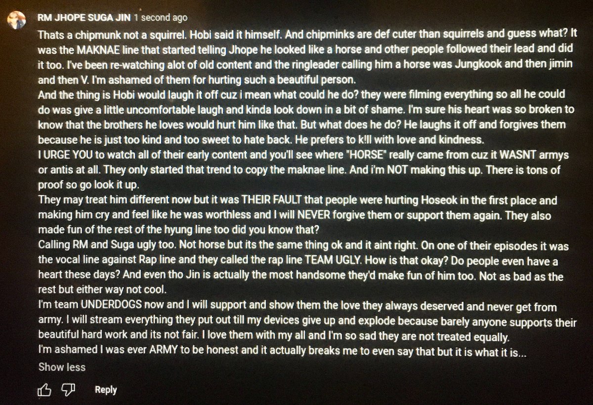 AngerosaAngy's tweet photo. All u Maknae stans ESP Jimin solos can go sit on a 5ft pole and watch it come out ur mouth.
I quit being ARMY soon as I saw the views Jimin was gettin and how the others aint get equal love
Then I watched old content and saw stuff that fkn hurts my heart so I made it known
NO CAP https://t.co/qaCa76F8kv