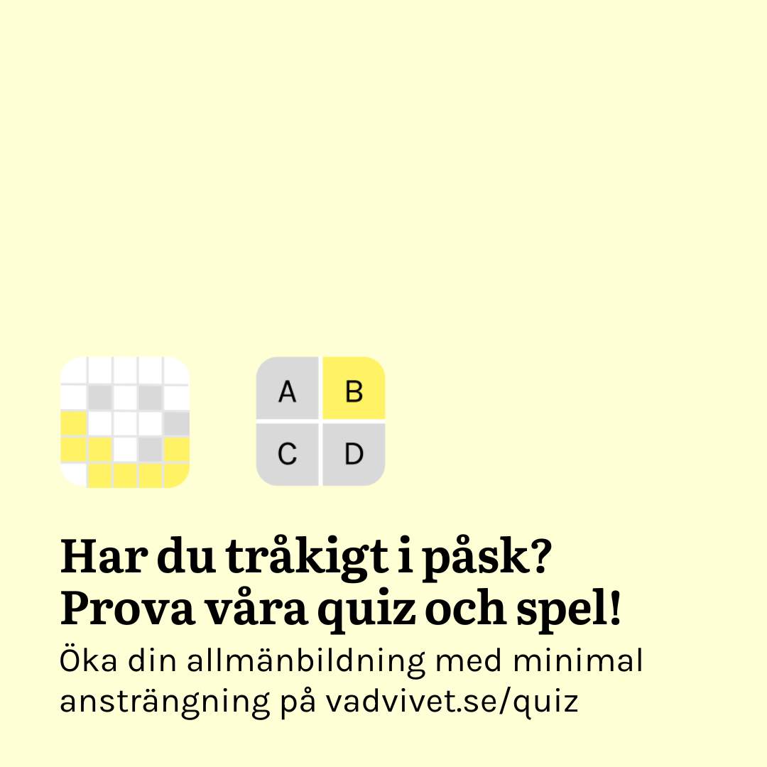 QUIZ • Vad kan du om påsken eller om Jesus? På vadvivet.se/quiz hittar du dussintals quiz om aktuella ämnen för att öva på din allmänbildning eller utmana släkten.

💥 Nu har vi även Wordle på svenska!

#påskquiz #quiz #spel #vadviver #wordle #påsk
