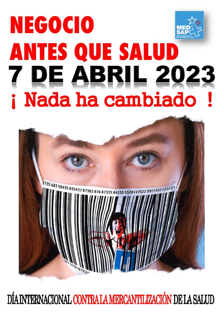 💉 Hoy es el Día Europeo de lucha contra la mercantilización de la salud.

✍️ La <a href="/MesaDefensaSani/">ⓂEDSAP #MareaBlanca</a> lleva 11 años señalando al sistema neoliberal como causante de las barbaridades que desde la gestión política se vienen haciendo en contra de la Salud.

👉 …endefensasanidadpublica.wordpress.com/2023/03/31/7-a…
