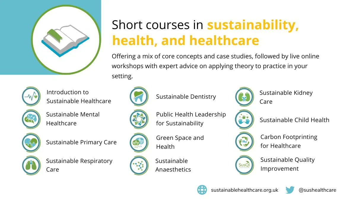 🌍 Celebrate #WorldHealthDay by learning how to deliver innovative, low carbon healthcare with our CPD courses. Designed for all health staff levels, they provide the skills and motivation to make a difference! ➡️ buff.ly/376L6PT #SustainableHealthcare #HealthForAll