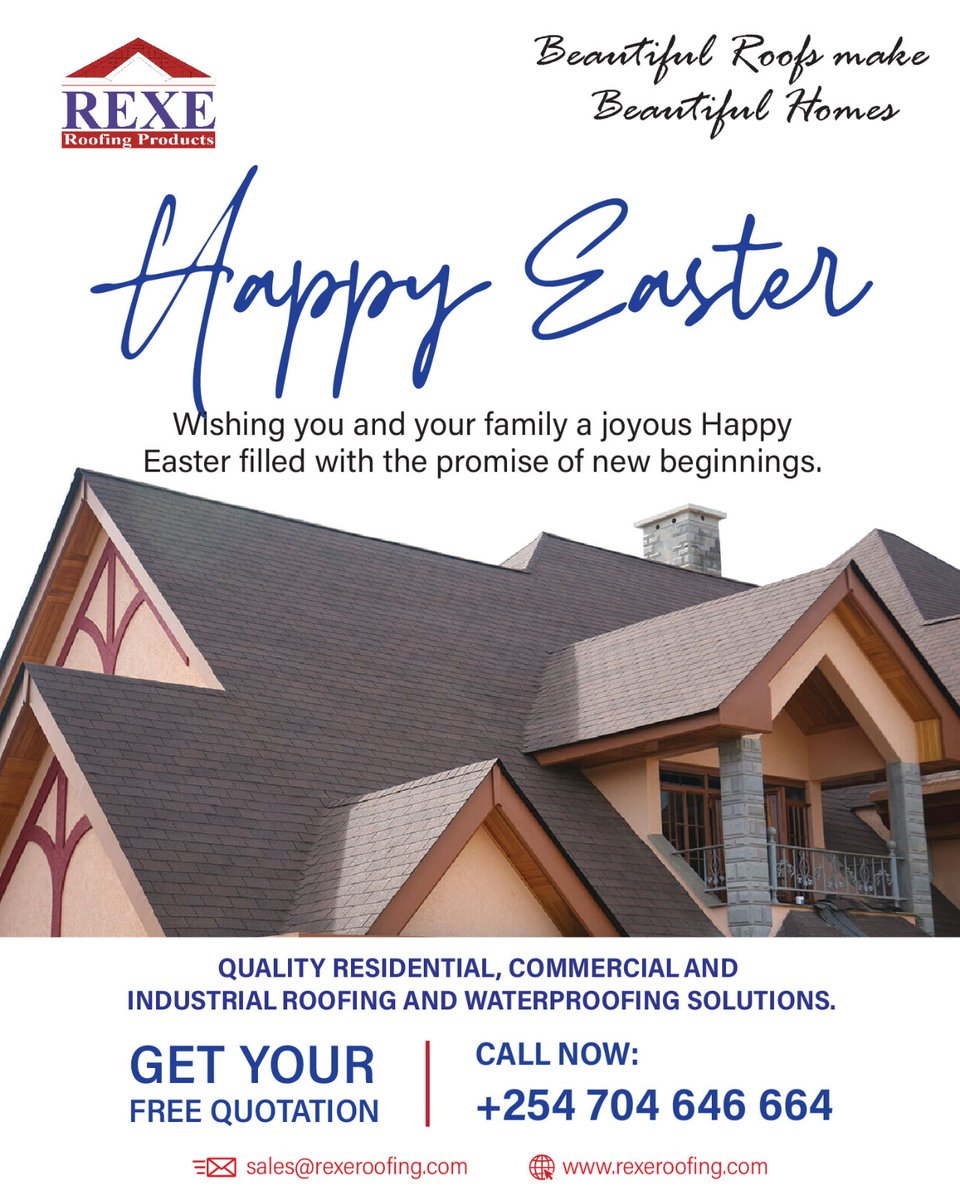 RexeRoofing's tweet photo. Wishing all our clients and Christians world wide a Blessed Easter Season.
Visit our Website for a wide range of Quality Roofing and Waterproofing Solutions https://t.co/Yyq0oot4RX
#RexeRoofing #HappyEaster2023 https://t.co/hjSsggZGLN