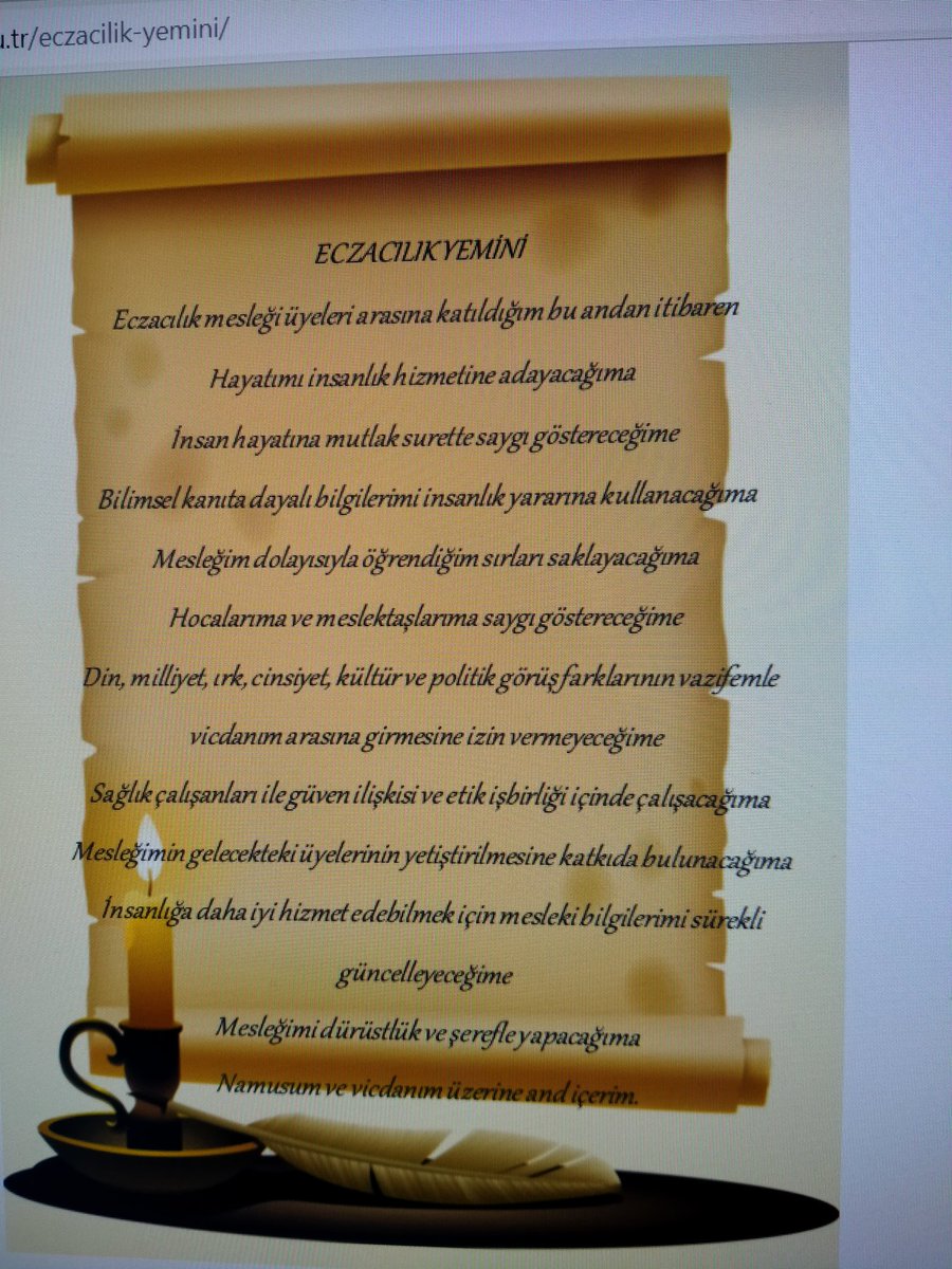 41 yıl önce yemin ederek başladığımız bu güzel meslek sağlık mesleğidir,yeminimiz de Hipokrat yemininden esinlenerek hazırlanmış,iyi ki Eczaciyim.#Tebiyikivarsin#onurferhatkaracan#Fahrettinkocaduysesimizi