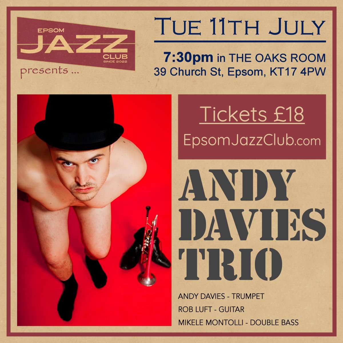 EpsomJazzClub's tweet photo. #surrey #surreylive #surreygigs #surreyjazz #jazzclubs #jazzpiano #jazzguitar #jazztrio #jazztrumpet #jazzorgan #organtrio #latinjazz #neilangilley #neilangilleytrio #nigelprice #nigelpriceorgantrio #andydavies #andydaviestrumpet #robluft #rossstanley #mikelemontolli #joelbarford https://t.co/onedblmJ6s
