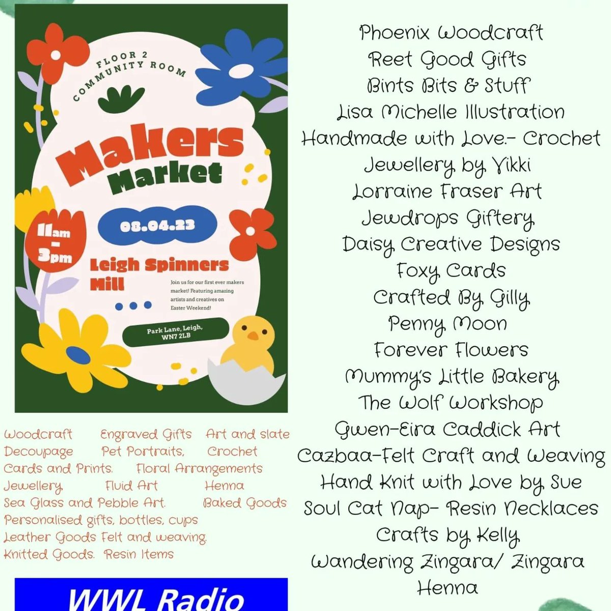 Come and join us tomorrow for our very first Makers Market at Leigh Spinners Mill. <a href="/SpinnersMill/">Leigh Spinners Mill</a> <a href="/LeighFilm/">Leigh Film - Charity</a> <a href="/leighjournal/">Leigh Journal</a> <a href="/LeighNeighbours/">Leigh Neighbours</a> <a href="/SharedLivesTeam/">Shared Lives Wigan</a> <a href="/leigh/">Leigh</a>