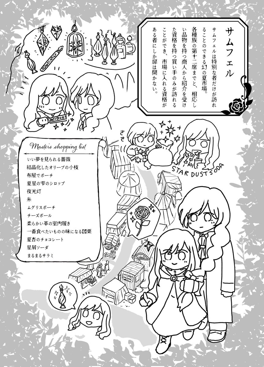 表紙は3色でツヤプリになる予定です。本文は旅ノートっぽいネアと魔物たちの珍道中的なのと合間に少し漫画が入る感じです。サンプルがほぼ無いですが、色々おまけペーパーが入るはず…頑張ります。応援してもらえると喜びます🥺お知らせはこちらですが、普段はくすまも関連はこちらに居ます。@7_wo1f