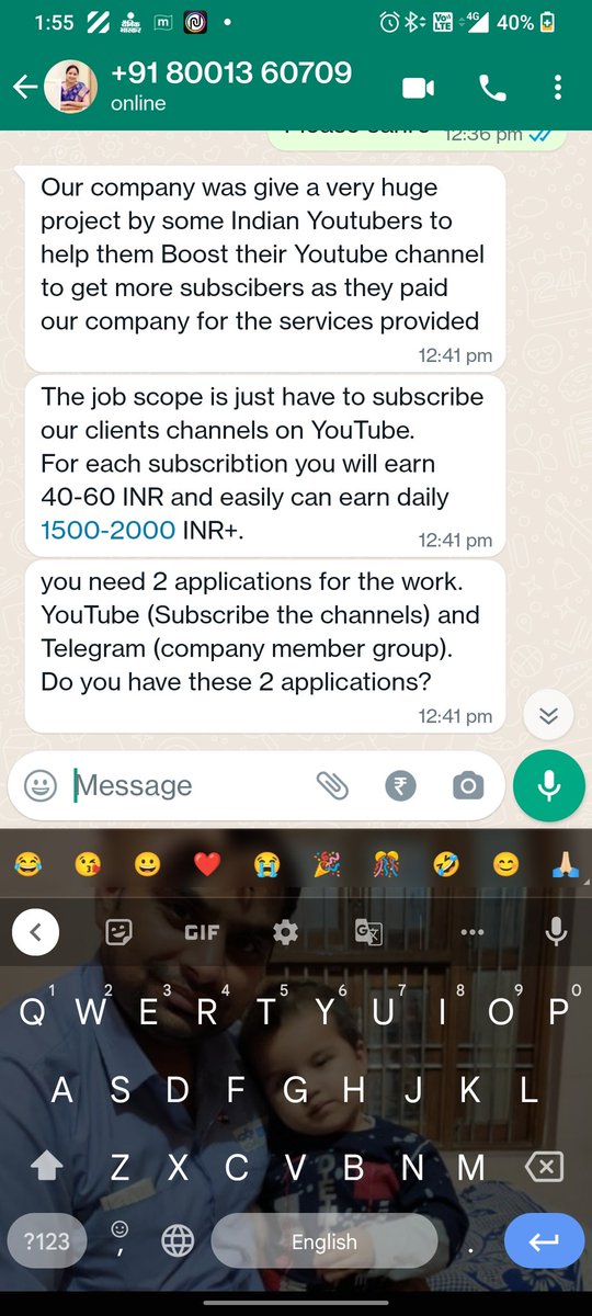 SumitYa11970060's tweet photo. @gurgaonpolice 
New way to trap people by sending msg in WhatsApp &amp; redirected individuals to telegram app. https://t.co/imNWzGwXF3