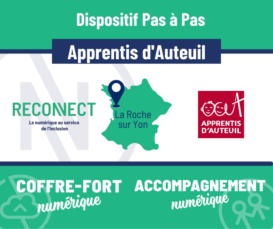 Reconnect (@reconnectcloud) on Twitter photo Le dispositif Pas à Pas porté par Les <a href="/AAuteuil/">Apprentis d'Auteuil</a> à <a href="/larochesuryonfr/">La Roche-sur-Yon, Ville & Agglomération</a> sur Yon, est le nouveau partenaire de l'antenne Reconnect Pays de la Loire ! Ils ont été formés par @CReconnect et Nolwenn dans le cadre du projet AMI ISTS porté par l'<a href="/ars_pdl/">ARS Pays de la Loire</a> 🎉 Le dispositif Pas à Pas porté par Les <a href="/AAuteuil/">Apprentis d'Auteuil</a> à <a href="/larochesuryonfr/">La Roche-sur-Yon, Ville & Agglomération</a> sur Yon, est le nouveau partenaire de l'antenne Reconnect Pays de la Loire ! Ils ont été formés par @CReconnect et Nolwenn dans le cadre du projet AMI ISTS porté par l'<a href="/ars_pdl/">ARS Pays de la Loire</a> 🎉