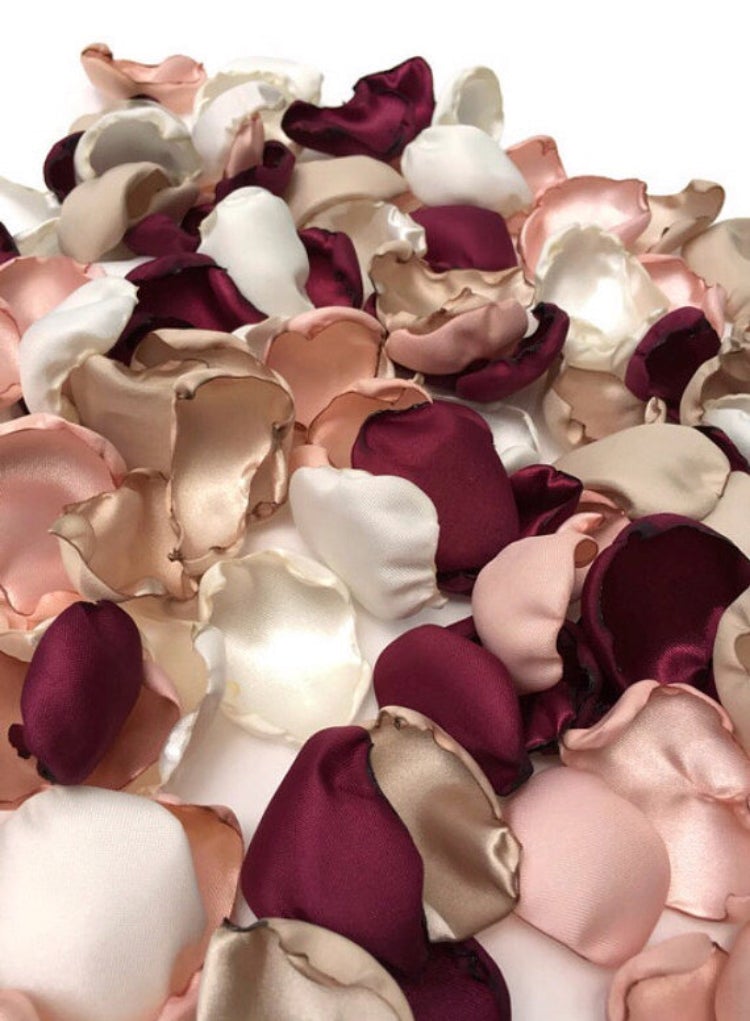 Maroon, blush, ivory, champagne mix of 500 handcrafted flower petals, Boho Chic Wedding Decor, baby/bridal shower decor tuppu.net/6c177e7b #Weddingplanner #Bridalshower #Bridetobe #Bridal #Weddingdecor #Wedding #Partydecor #BohoChicWedding