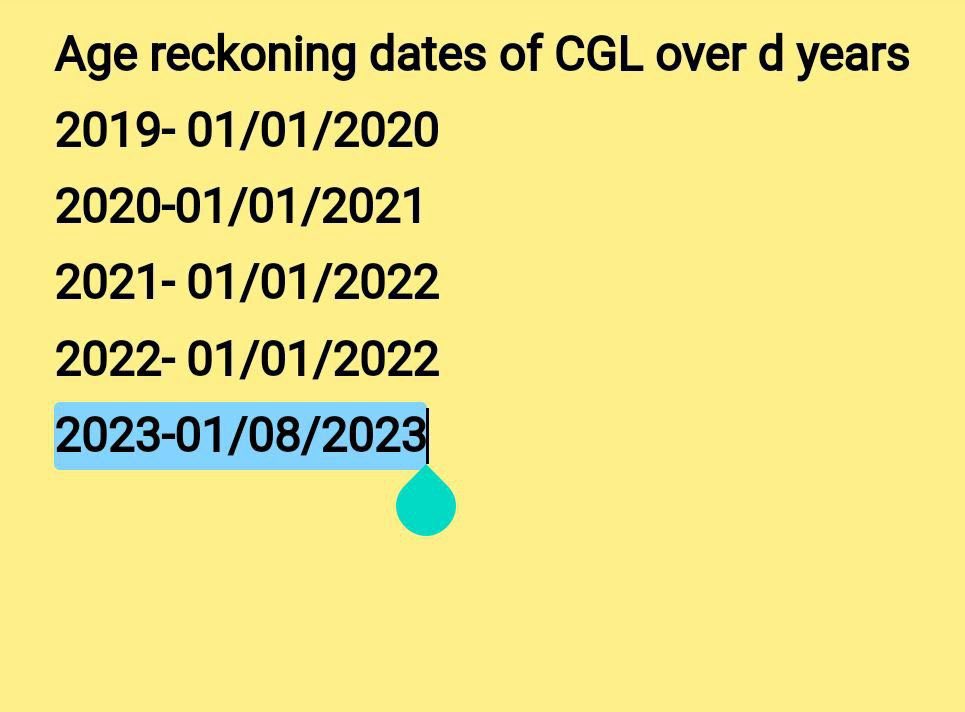 Shivam1426's tweet photo. Requesting SSC to kindly change the age reckoning date for SSC CGL 2023 from 1st Aug to 1st Jan 2023 as it was from last few years.
#ssc_cgl_2023 
#SSC_CGL_AGE_RECKONING_1_JAN 
@DoPTGoI @EduMinOfIndia @PMOIndia https://t.co/OZudJc399O