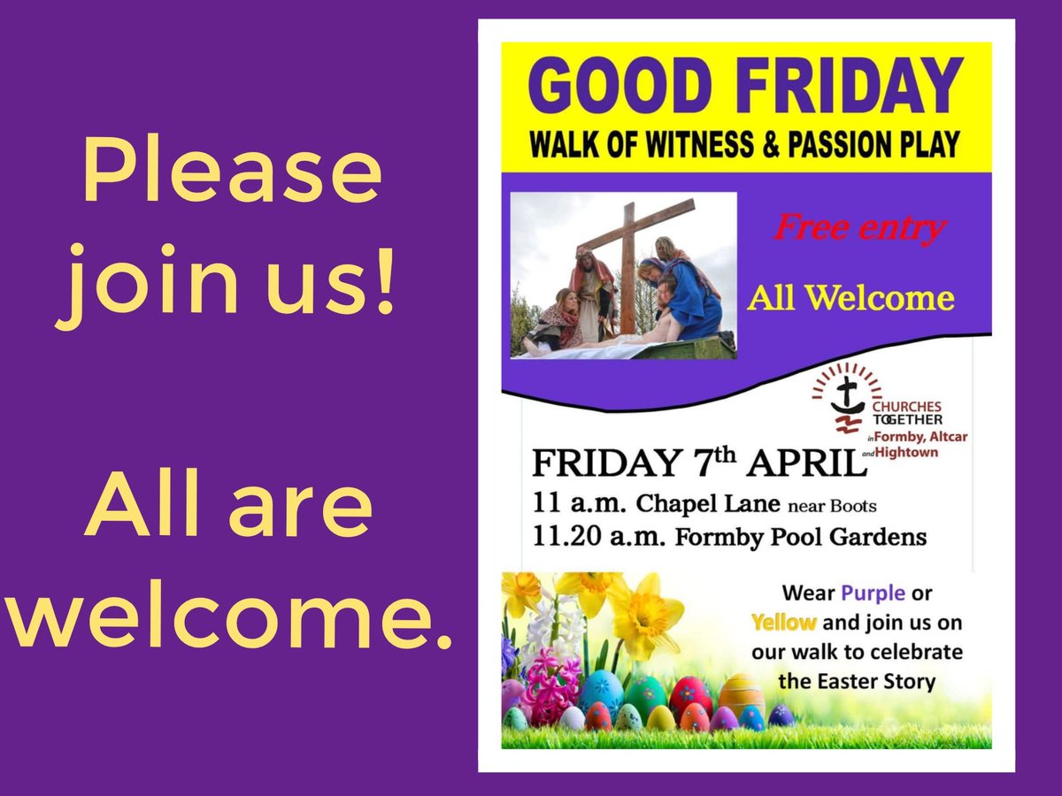 #GoodFriday Walk of Witness & Passion Play, today in #Formby. 
All are welcome. 
@FormbyBubble @lpoolcatholic 
#ChurchesTogether #Formby