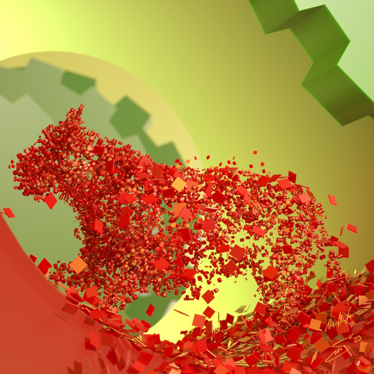 synthetic red panther fx instances green gears