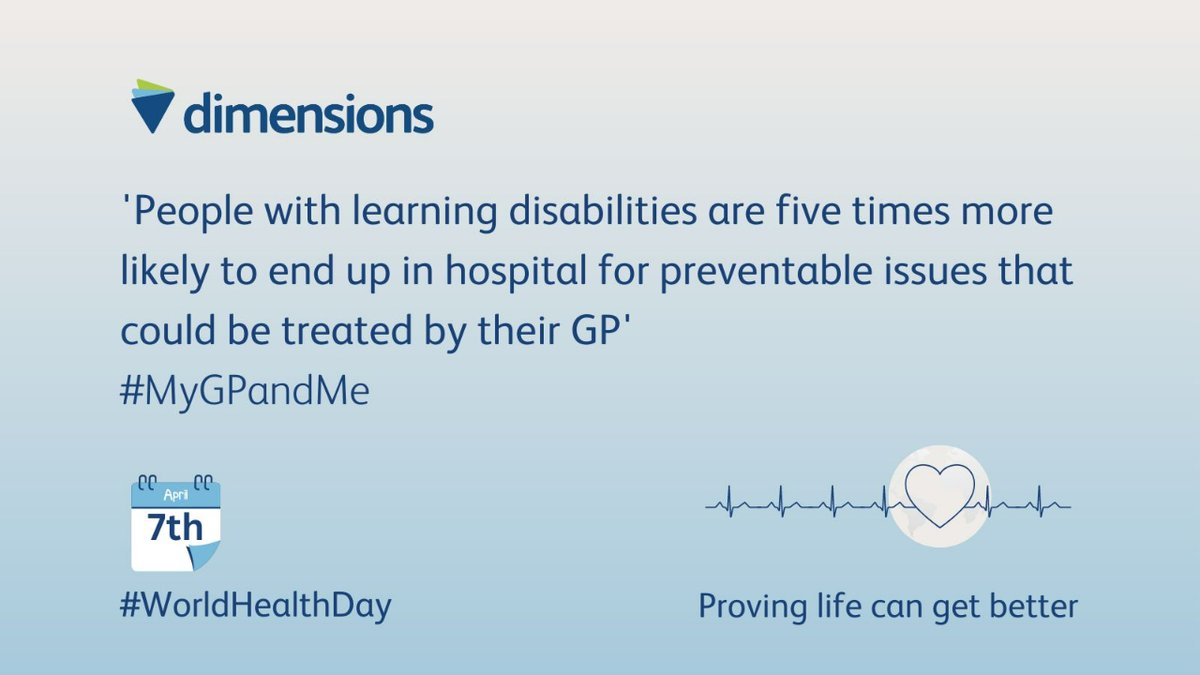 DimensionsUK's tweet photo. 📈People with learning disabilities are five times more likely to end up in hospital for preventable issues that their GP could treat.
🩺That's why this #WorldHealthDay, we're sharing what to expect when visiting your GP.
👇
https://t.co/YeBRKTlvq0
#MyGPandMe https://t.co/JYfrMhlnAm