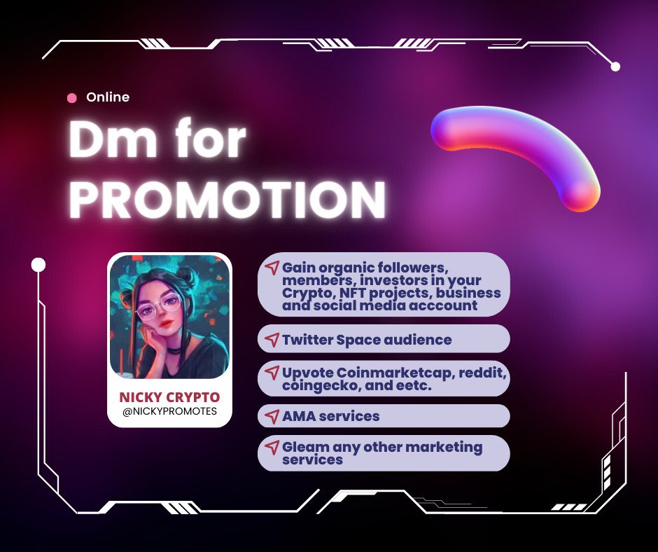 nickypromotes's tweet photo. $30 | 425K 

RT, Like &amp; Follow me 🔔 https://t.co/73Jh6g3qje