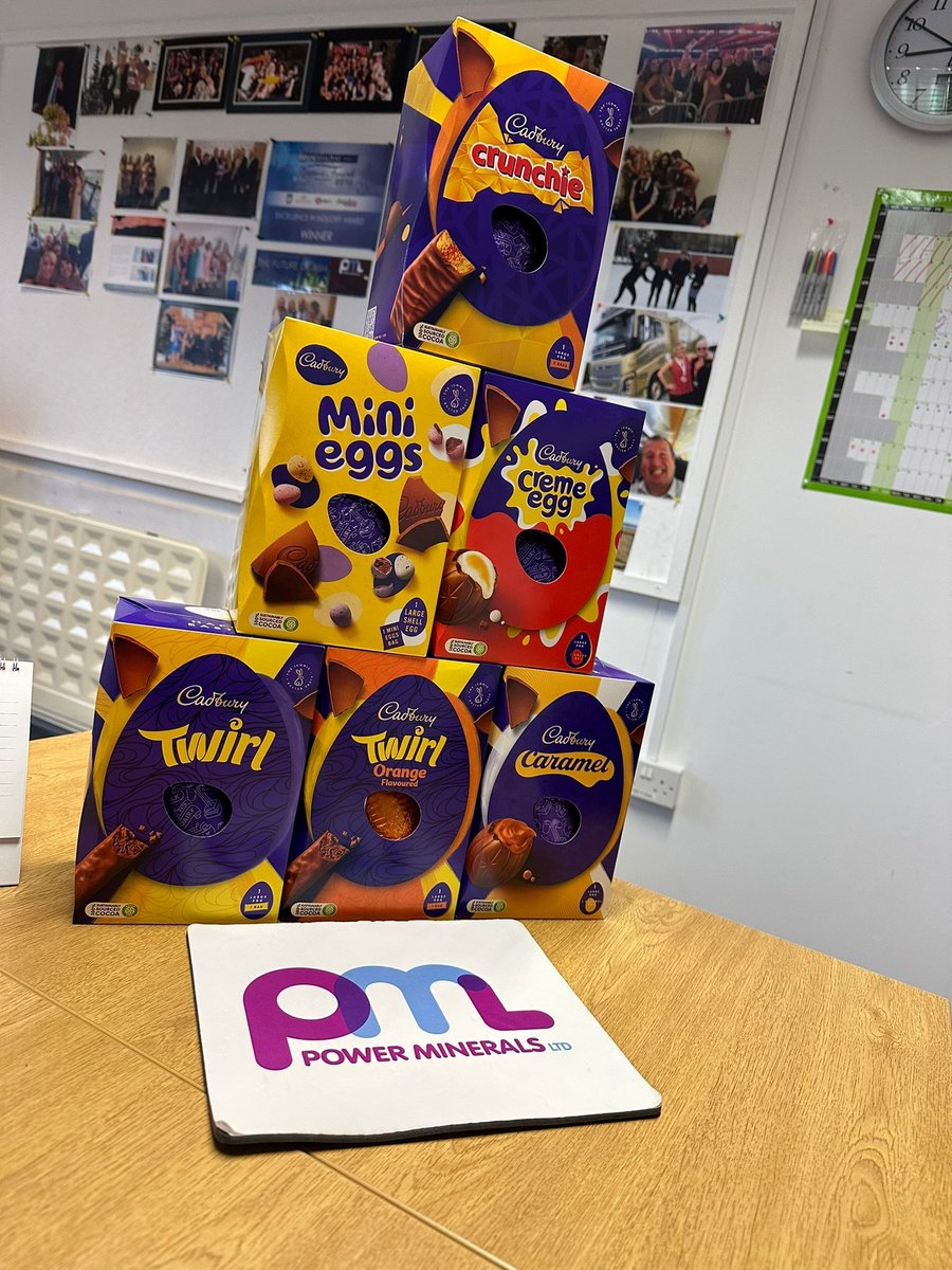 Power_Minerals's tweet photo. The Power Minerals team got to enjoy a nice Easter treat after our team leader Aimee brought some delicious easter eggs into the office for everyone.
We hope everyone has a fantastic Easter bank holiday weekend.
#Easter #BankHoliday #TeamPML https://t.co/qzTjhJhsHN