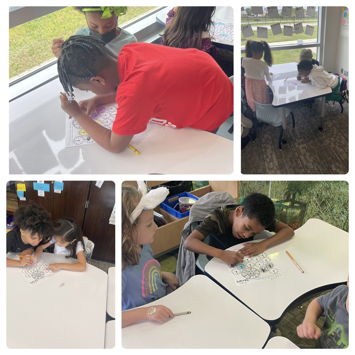 MrsCoughlin__CE's tweet photo. Learning to read an analog clock is more fun when it’s a partner game! @HumbleISD_CE @HumbleElemMath https://t.co/Sk3k1jUmk6