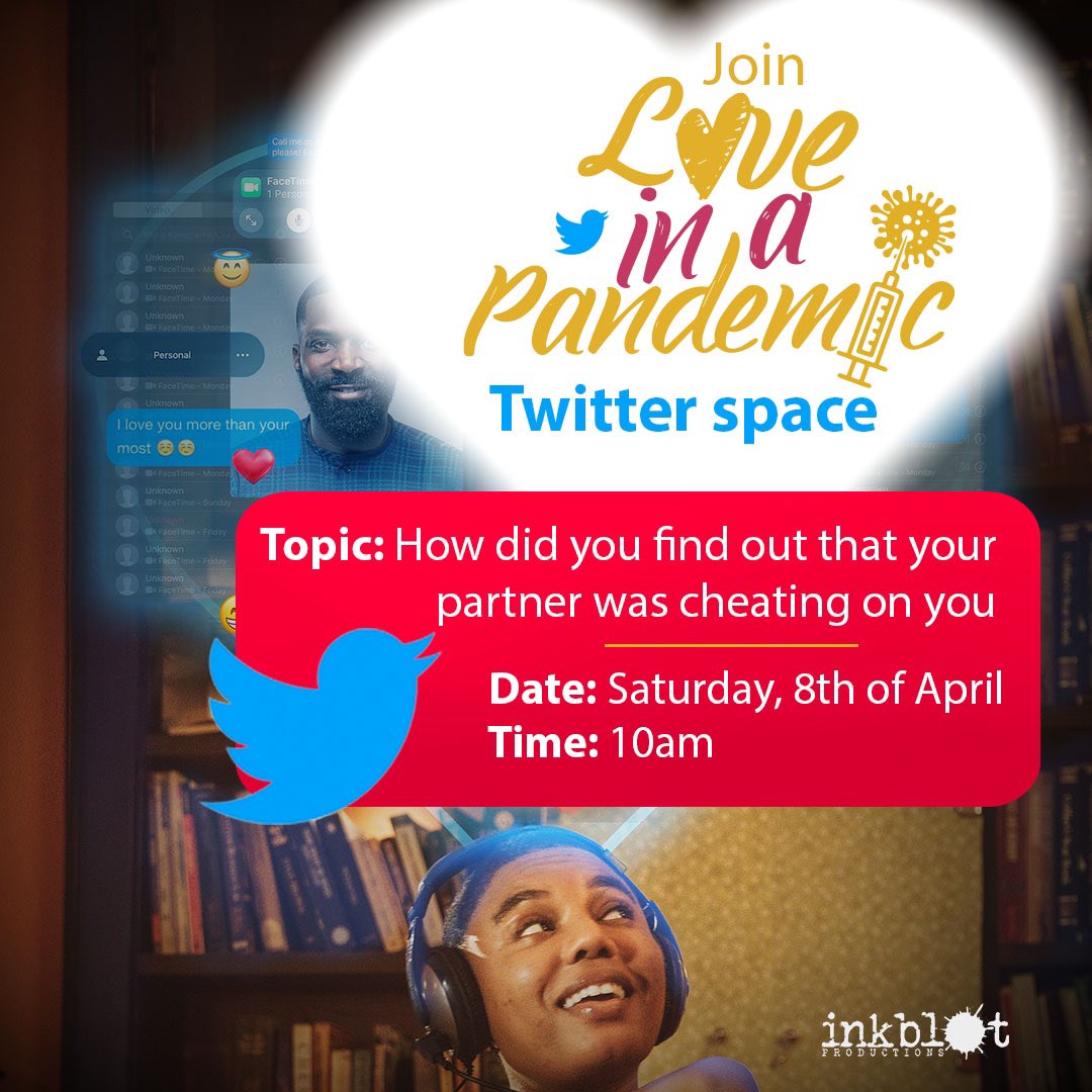 InkblotPresents's tweet photo. Our Twitter Space is happening tomorrow and it is all you need for an exciting Saturday morning!

Let's talk about the Adams and Eves that need to be feared like Dr. TJ @esodike__ 😂

Don't forget to set a reminder. We can't wait to talk to you tomorrow ❤️
#LoveInAPandemic https://t.co/e9A5N1kMCh