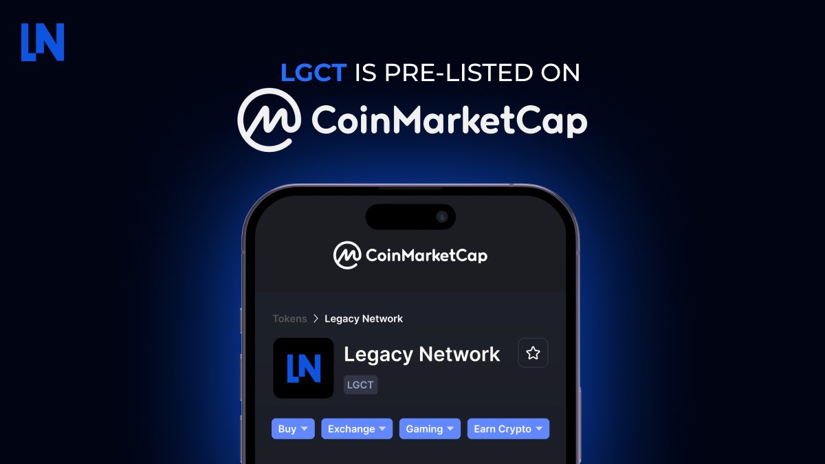 COINMARKETCAP PRE-LISTING📢

We are thrilled to announce, that we successfully made it through the process and that #LGCT is now officially pre-listed on @CoinMarketCap 

Add Legacy Network to your watchlist and be the first to get notified once we launch by using this link:…