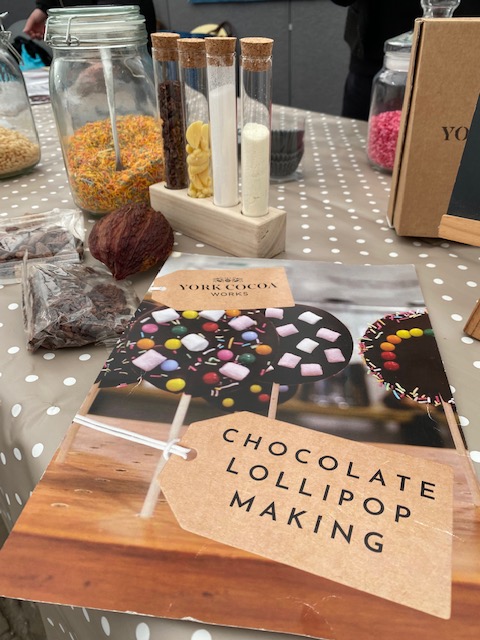 It's a beautiful morning for the 3rd day of the York Chocolate Festival and we're just getting ready to start our first workshop of the day - Chocolate Lollipop Making with @YorkCocoaWorks From 10.30am to 1pm (activity marquee (Parliament Street, between Halifax and Barclays)