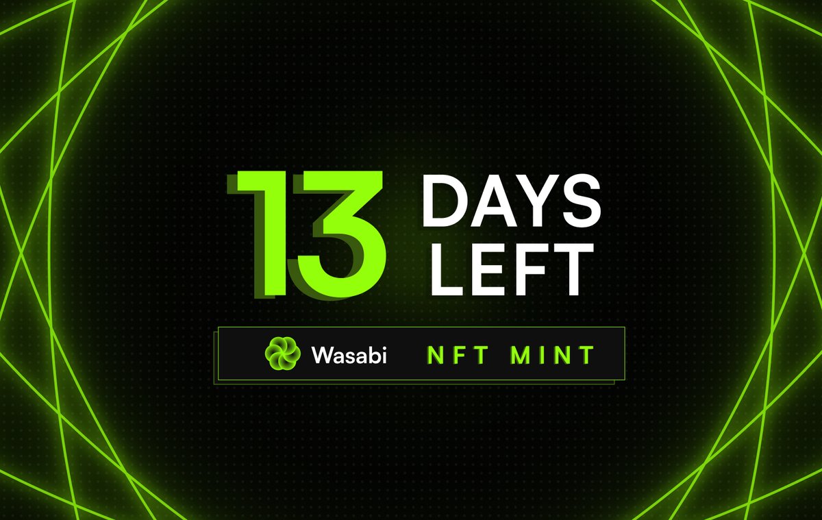 wasabi_protocol's tweet photo. Mark your calendars: 👉 4/20 👈

For Allowlist:

- Like + RT this tweet
- Tag 2 NFT frens in the comments
- Make sure you're following us @wasabi_protocol

May the odds be in your favor, anon 🫡 https://t.co/8ks5KNnaHb