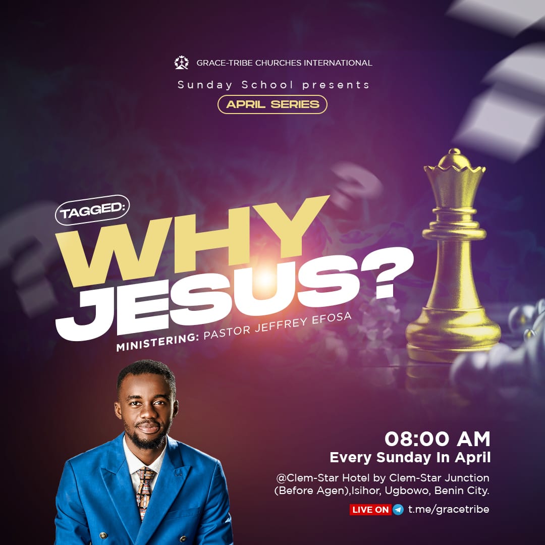 gracetribeintl's tweet photo. Join Pastor Efosa O. Jeffrey every sunday in April for ;
"WHY JESUS" - A classic in understanding how to preach the Gospel logically.
Invite all the atheists and logical folks.
Trinity concept, will be preached too.
#Gracetribe #GTCI #Whyjesus #Aprilseries #movement #gntm https://t.co/5NU4Amo46N