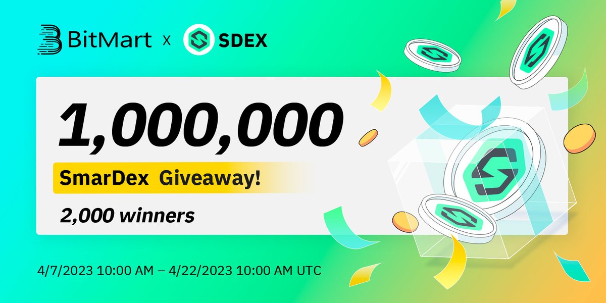 🌟BitMart X SDEX Listing Airdrop

1⃣Follow <a href="/BitMartResearch/">BitMart Research｜$BMX HODLer</a> &amp; <a href="/BitMartExchange/">BitMart</a> &amp; @realSmarDex
2⃣Join t.me/BitMartExchang… &amp; t.me/realSmarDexChat
3⃣RT &amp; Tag 3 frds
4⃣Fill forms.gle/sW1HgHDG3JQGoN…

🎁2,000 winners / 1,000,000 SDEX
Register👉 bitmart.com/register-refer…