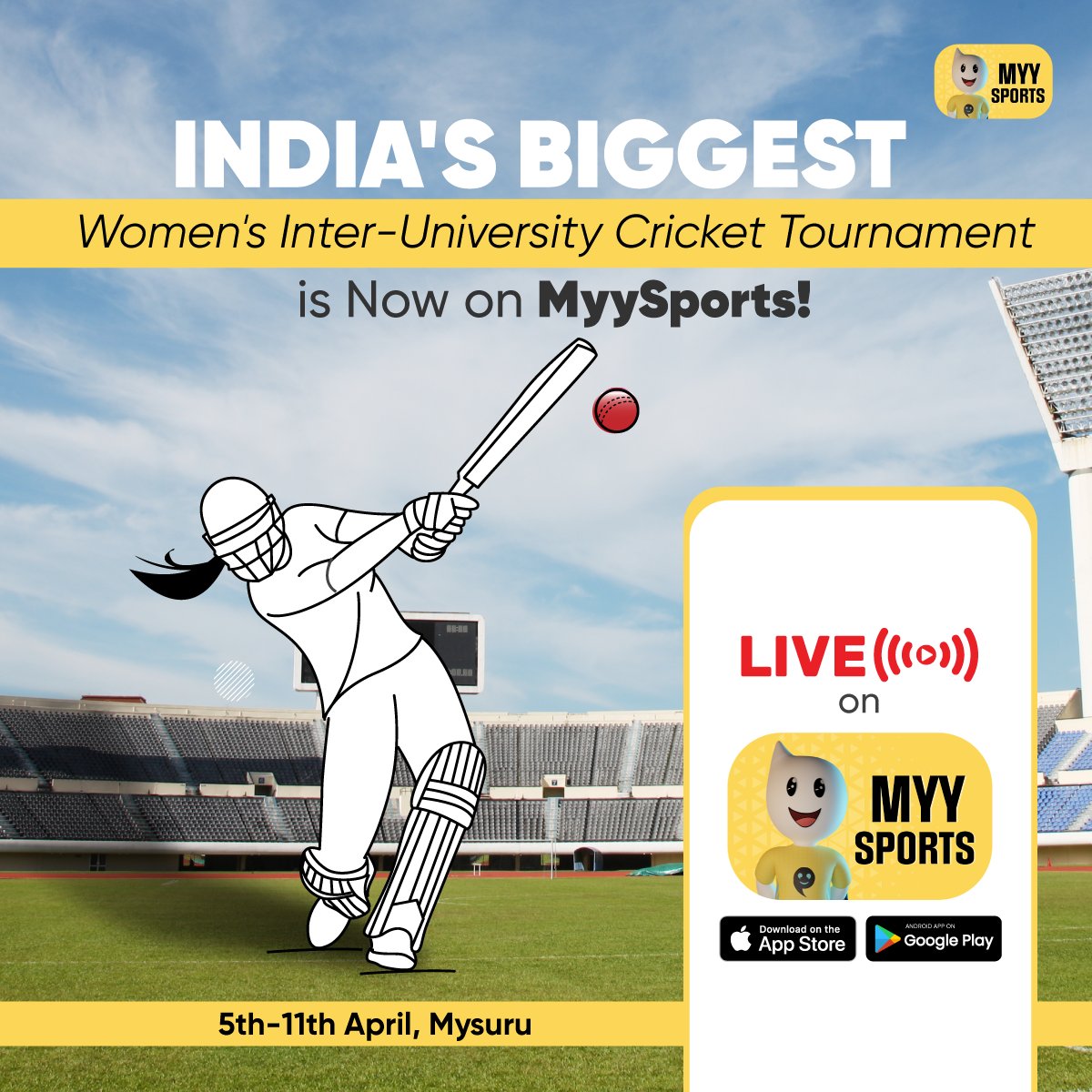 MyySports's tweet photo. It's DAY 3, and we are all set for an action-packed weekend at the All India Inter-University Cricket Tournament for Women 2022-23.

The points table is 🔥 as 16 teams are 🏏 for the quarter-final berth!🏆

Catch all the excitement on our MyySports app - https://t.co/u9FtyX5ksJ https://t.co/c6Z6bp4Jsw