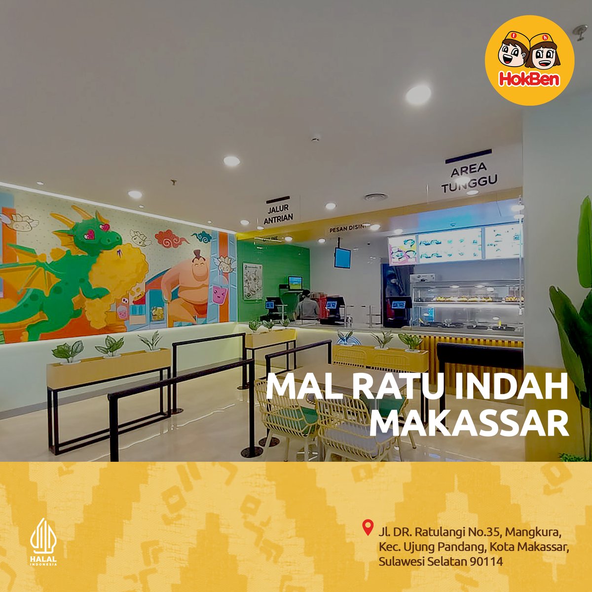 HokBen's tweet photo. Berita baik buat kamu yang di Makassar, kini HokBen pertama di Sulawesi telah hadir 😍👏
Yuk langsung ramaikan HokBen di Mal Ratu Indah Makassar dan nikmati menu makanan yang enak dan Halal🙌❤️🤗
#HokBenBaru #OpeningStore #SerunyaMakanHokben #HokbenHalal https://t.co/asNNNxgmnr