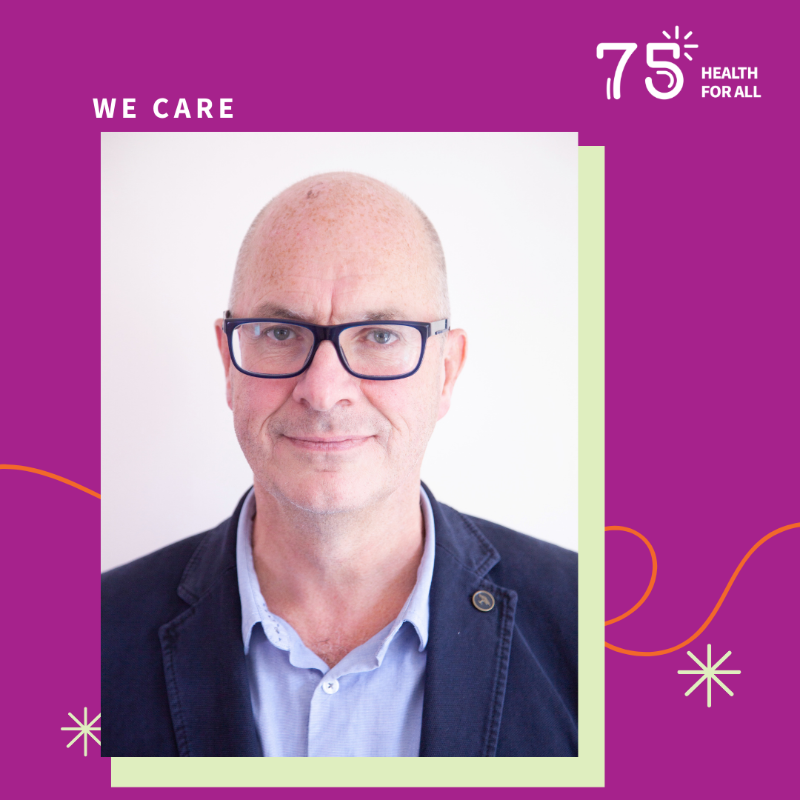 HealthInnov_KSS's tweet photo. Today is World Health Day. Our CEO, Dr Des Holden shares his perspective on this year’s theme #HealthForAll &amp; explains why #accessibility, #neighbourhoods, #networks and #co-design are crucial aspects of unlocking good future health for everyone, regardless of background #WHO75 https://t.co/UYWzRdoifb