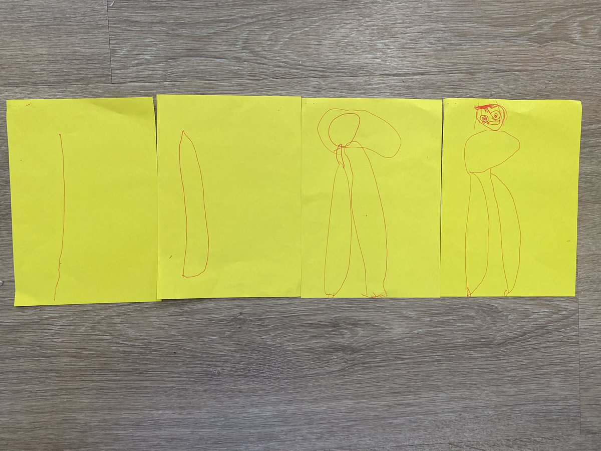 A four year olds natural sequence of drawing with no guidance 😌