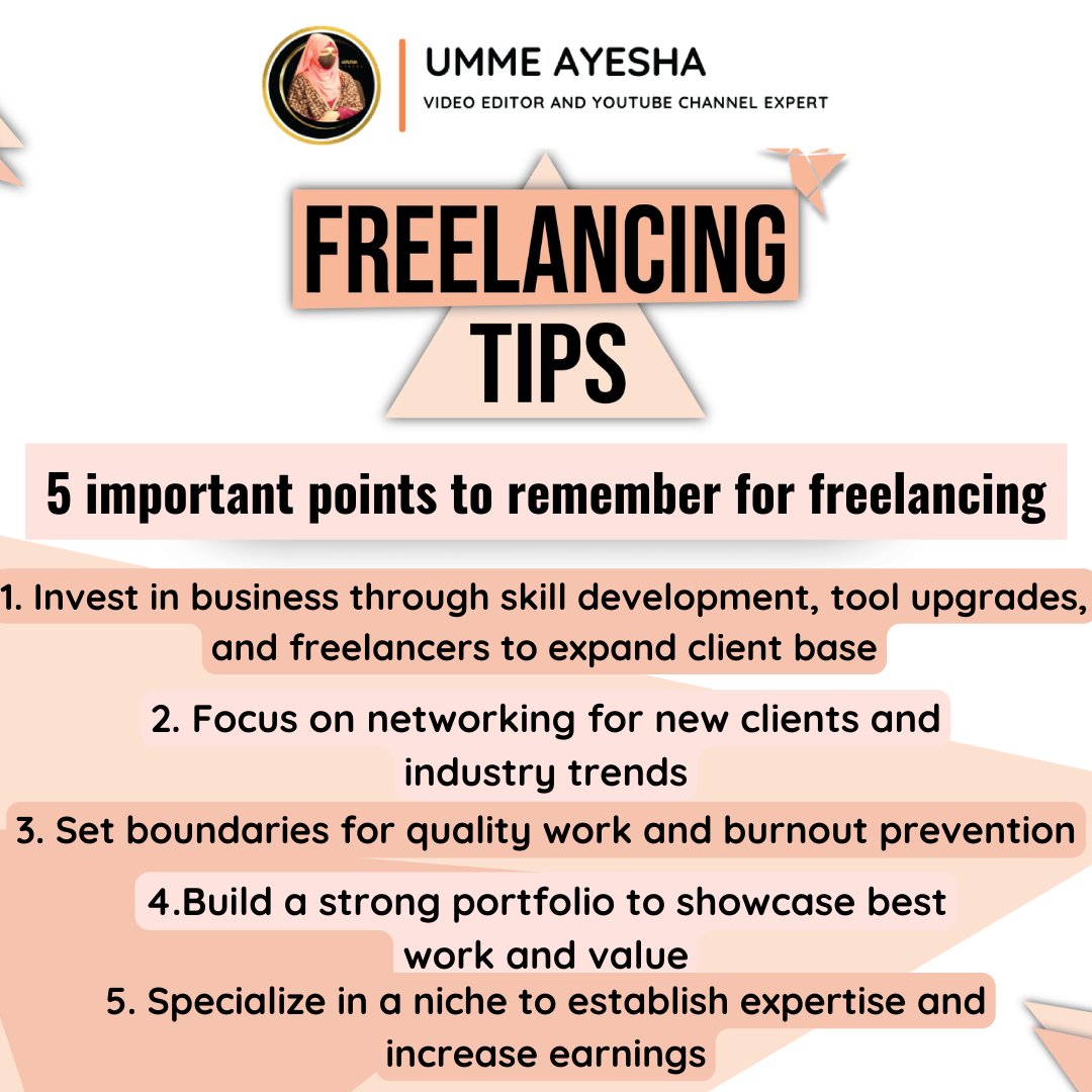 Umme_Ayeshaa's tweet image. 𝐈𝐦𝐩𝐨𝐫𝐭𝐚𝐧𝐭 𝐩𝐨𝐢𝐧𝐭𝐬 𝐭𝐨 𝐫𝐞𝐦𝐞𝐦𝐛𝐞𝐫 𝐟𝐨𝐫 𝐟𝐫𝐞𝐞𝐥𝐚𝐧𝐜𝐢𝐧𝐠.

#freelancing #freelancingtips #freelancingguide #freelancing101 #onlineearning #onlineearningskill #onlineearningfromhome #earnonline2023 #earnonlineincome  #provirsa #abidabasit #ummeayesha