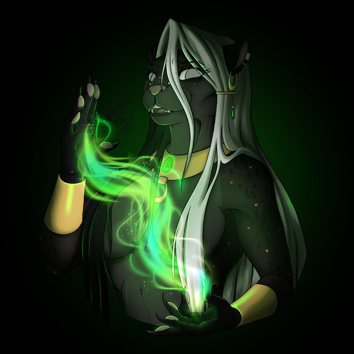 Also been working on commission examples, here's one I just finished of <a href="/OggieBerneseDog/">OggieDoggie</a>'s character Lilya, the lilypad panther! She's so cute! Shaded Bust and Flat-Color Bust examples!

#furry #furryart #furryartist #panther #digitalart