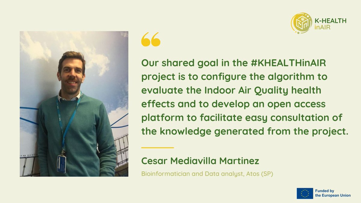 KHEALTHinAIR_EU's tweet photo. 👉"Our goal in #KHEALTHinAIR is to configure the #algorithm to evaluate #IAQ health effects and to develop an #openaccessplatform for easy consultation ”.
➡ Listen to 🎙 @eCesmad, Bioinformatician and Data analyst at @AtosES 👇
📽️https://t.co/SNiFzzN1eu👀
#IAQ #IDEALCluster https://t.co/ABfsrOADcM