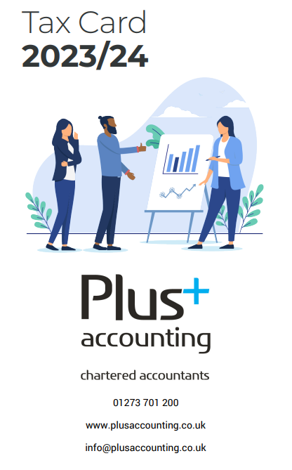 PlusAccounting's tweet photo. 📢 New Tax Card is here! 

Check out our handy Tax Card for 2023/24 for an up to date guide on all the rates here> https://t.co/Hr3RQS7xkV

#Brighton #TaxCard https://t.co/WpO5j0GbVy