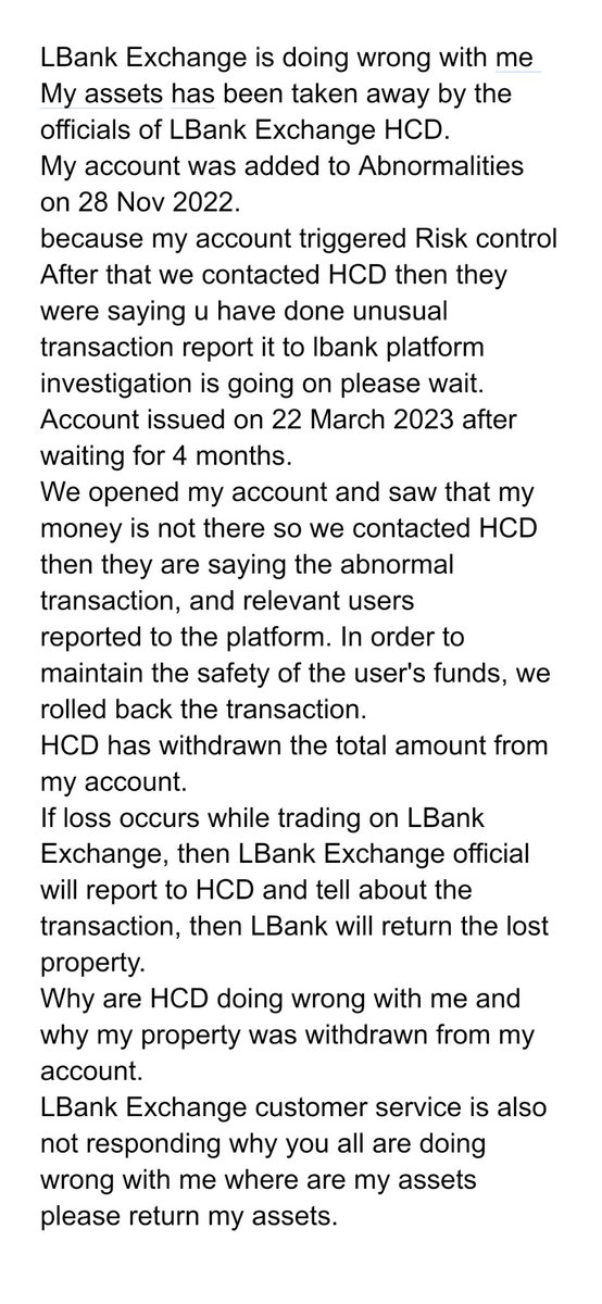 dk0963aa's tweet photo. @LBank_Exchange @LBank_Exchanges @LbankIndia @Allenwei2021 @EH_LBank @LBankAcademy @Mangngoc15 @Trustpilot @hongkong_news Why is LBank Exchange doing injustice to me and why has my property been withdrawn from LBank's HCD? https://t.co/ymW6NJR7TJ