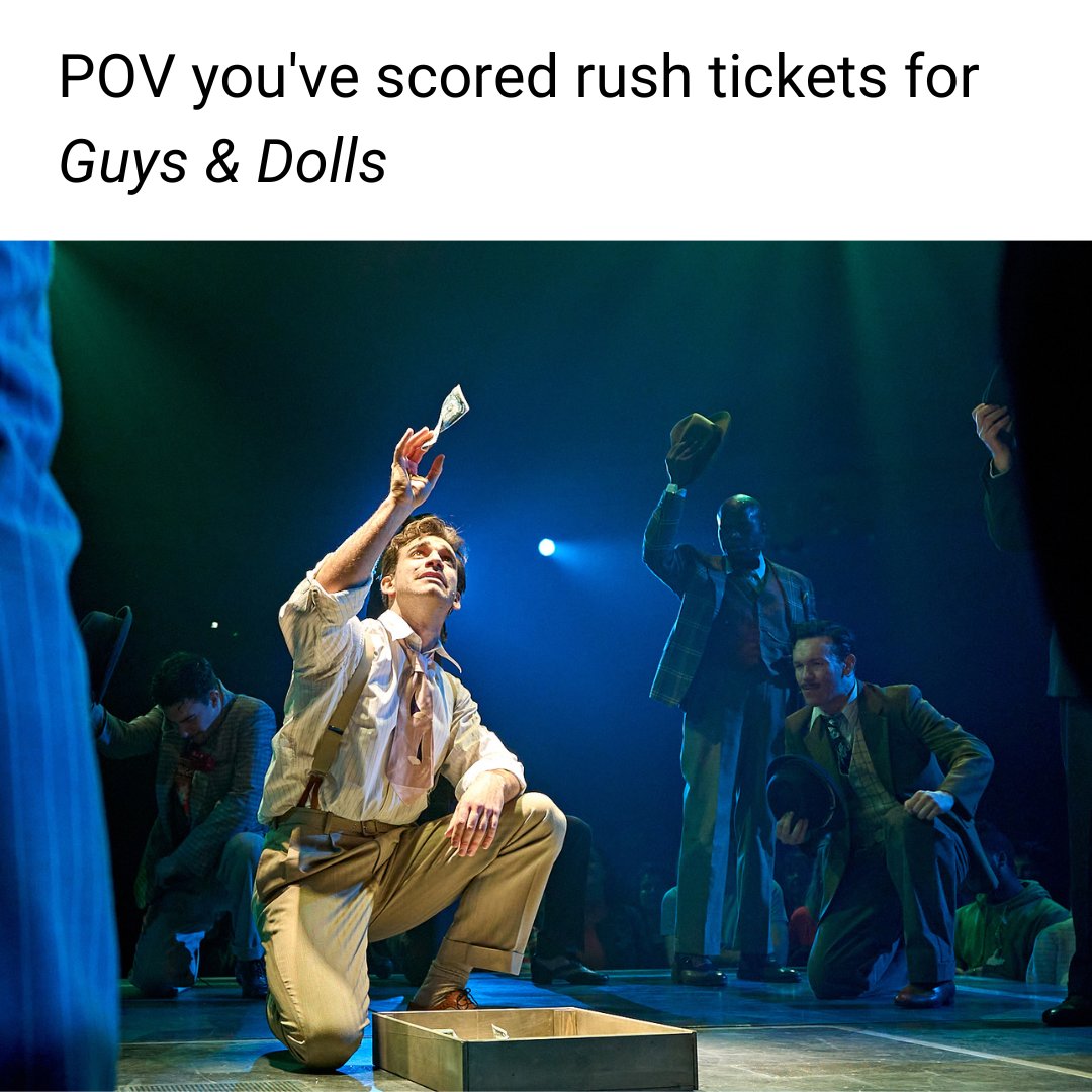 Shoutout to <a href="/TodayTixUK/">TodayTix UK</a> 💃 

Download the TodayTix app to access exclusive £25 rush tickets on the day of the performance!

#GuysAndDolls
