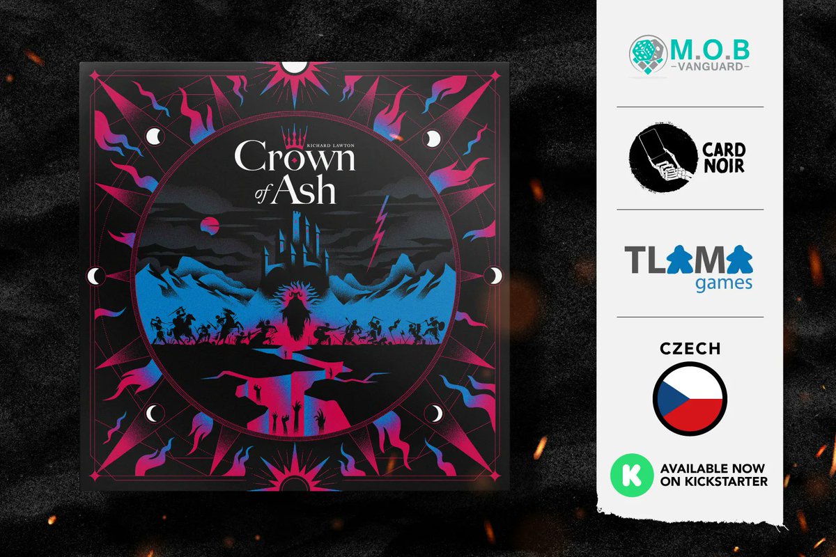 We are so excited to share with you that <a href="/cardnoirgames/">Card Noir Games</a>'s Crown of Ash is getting a Czech edition, by the most capable hands of TLAMA Games!

Now available on <a href="/Kickstarter/">Kickstarter</a>:

kickstarter.com/projects/cardn…

#mobvanguard #licensing #boardgames #boardgame #bgg #bggcommunity #kickstarter