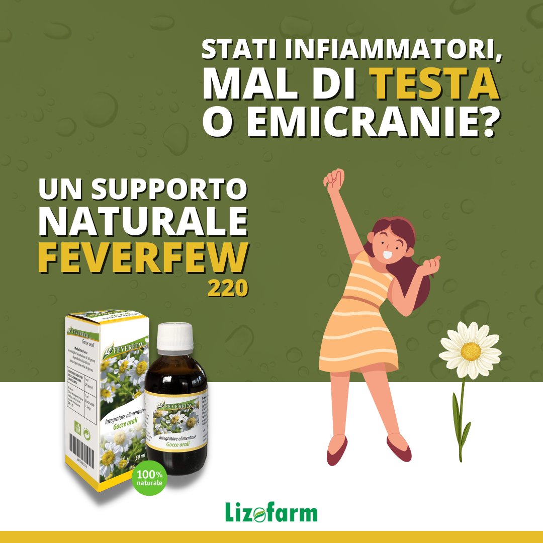 Contrasta mal di testa ed emicranie con FEVERFEW 220 🌼
 
Integratore antinfiammatorio 100% naturale 🍃
 
✅ Contrasta i processi infiammatori
✅ Indicato per mal di testa ed emicranie

 🛒 Richiedilo e provalo ora nelle migliori farmacia, parafarmacia ed erboristeria!