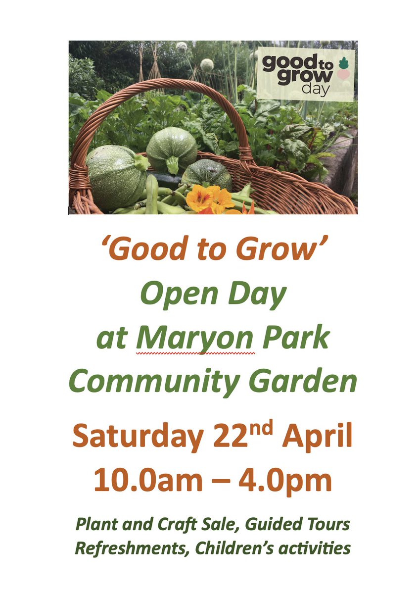 Early warning of our 'Good to Grow' Open Day on Saturday 22nd April. More details to follow.