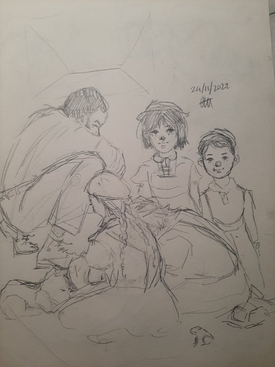 _larsenic's tweet photo. Some pencil sketches and stuff
Portratits of my friends, a random family, and a section of village landscape loosely inspired by #pathologic https://t.co/LdrvwzBEqp