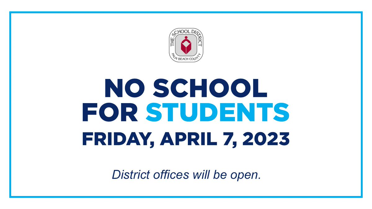 🔔 REMINDER: Schools are closed today, Friday, April 7, for the Spring Holiday. District offices will remain open.