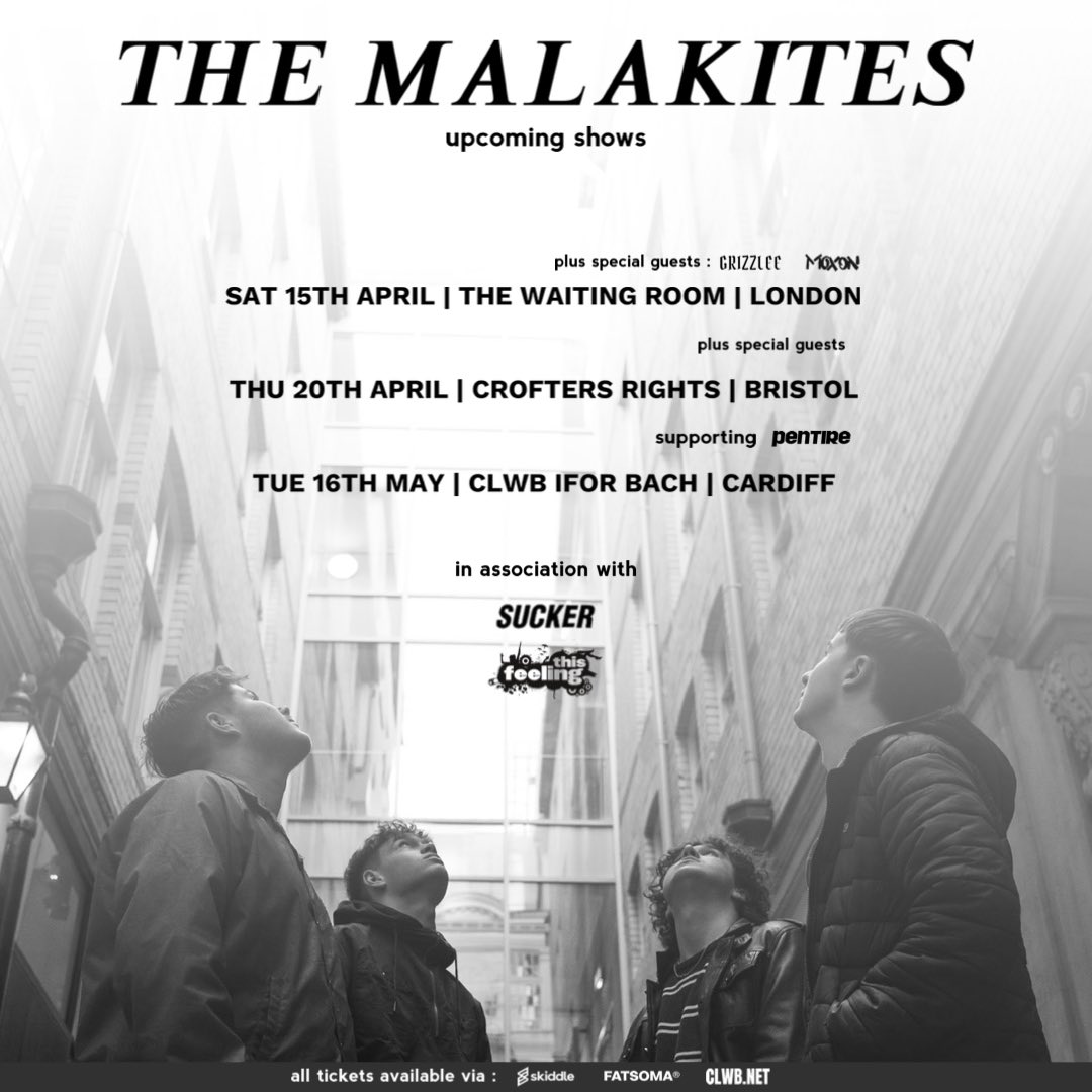 TMalakites's tweet photo. TICKETS ON SALE | LINK IN BIO
Next Saturday, London @WaitingRoomN16
(plus special guests) Grizzle + Moxon
Thu 20th April, Bristol @Crofters_Rights
(plus special guests)
Tue 16th May, Cardiff @ClwbIforBach
(supporting Pentire)
📸 : @the_rakes_progress
#tour #upcomingdates https://t.co/aJYU6ehyey