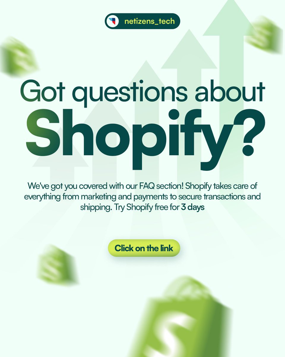 netizenstech_'s tweet image. Got questions about Shopify? We've got you covered with our FAQ section! 📷📷
Tap the link shopify.pxf.io/VyJomO and know more in detail!
#shopifyexperts #shopifydesign #shopifydevelopment #usa #shopifywebsite #shopifystore #bhfyp #shopifypartner #websitedevelopment #faq