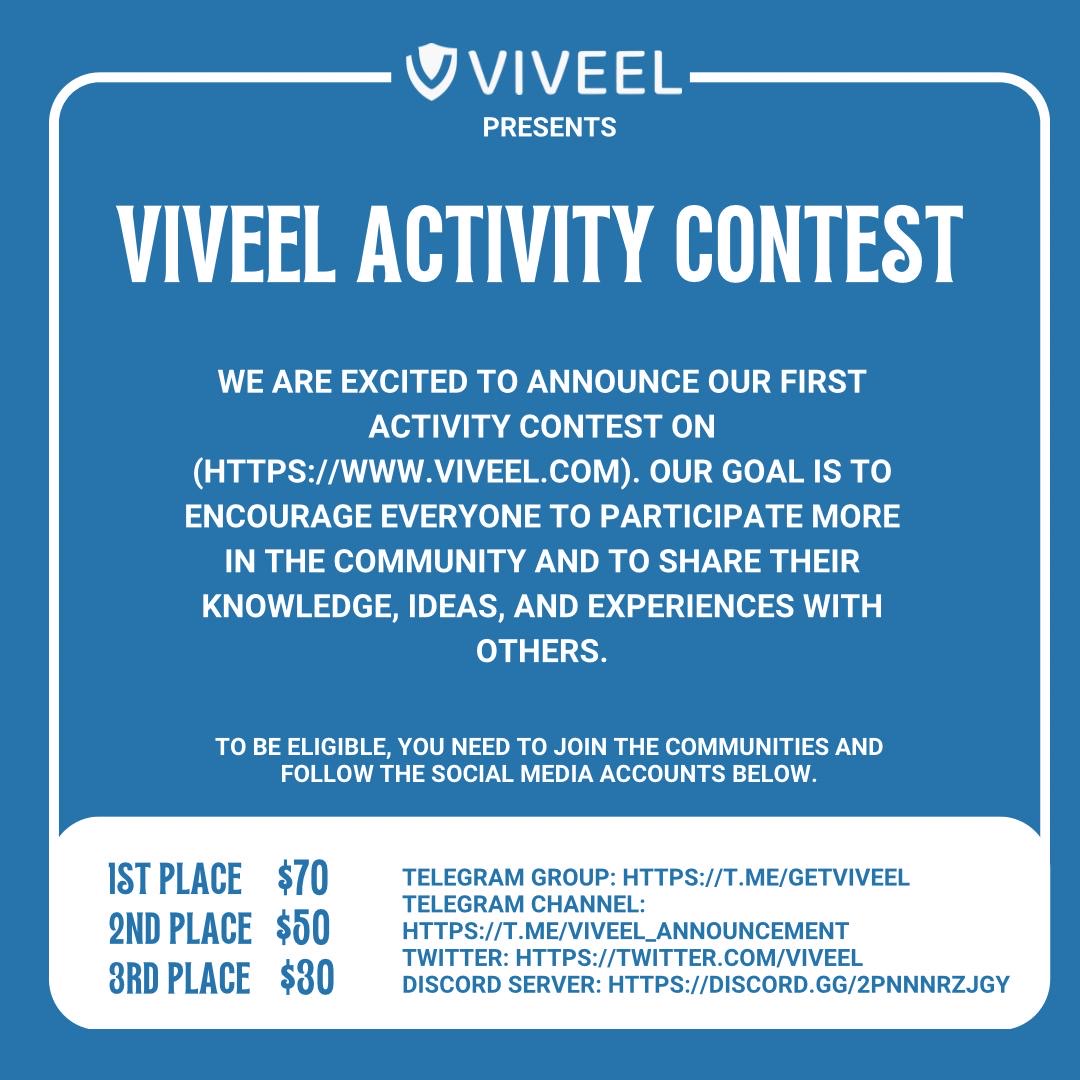 We present to you the #activitycontest which will take place on telegram and discord

Duration: 2 weeks

🏆PRIZE🏆
🥇 First =&gt; $70
🥈 Second =&gt; $50 
🥉 Third =&gt; $30

For more information: eu1.hubs.ly/H03q0WL0
#giveaway #web3 #contest