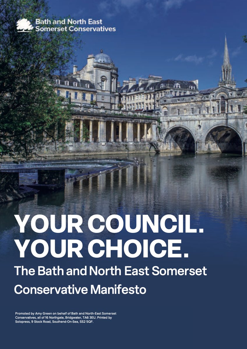BathCA's tweet photo. Our manifesto for the BANES election on May 4th is now available to read online.
Our positive plan will transform the way BANES works and serves residents, businesses and visitors.
A positive plan to #GetBathMoving.
#LocalConservatives
https://t.co/3VRuvdGntX via @issuu https://t.co/ychvPH5sPZ