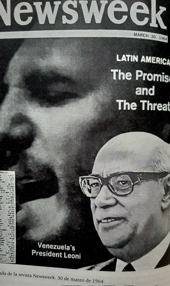 ADECOSCHACAO's tweet photo. Portada del #Newsweek #30mar1964 Nuestro presidente #ADECO Raúl Leoní Líquida a la guerrilla castrocomunista, tomó militarmente la isla de #Anacoco #Esequibo, firmó el Tratado de #Ginebra e inició la construcción del #Guri...

El Barril de petróleo Venezolano se vendiá a 2$ https://t.co/lmLB9htIc4